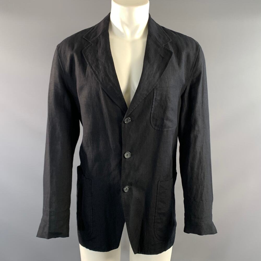 FENDI SS1994 Size S Black Charcoal Solid Linen Chore Jacket